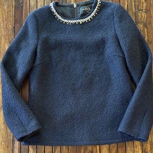 Vtg Alexander McQueen Navy wool suit top w/stud collar & back zip - size M